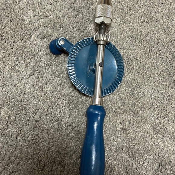 Stanley Handyman No 1214 Hand Drill Blue Metal Gears Vintage Tool - Picture 2 of 6